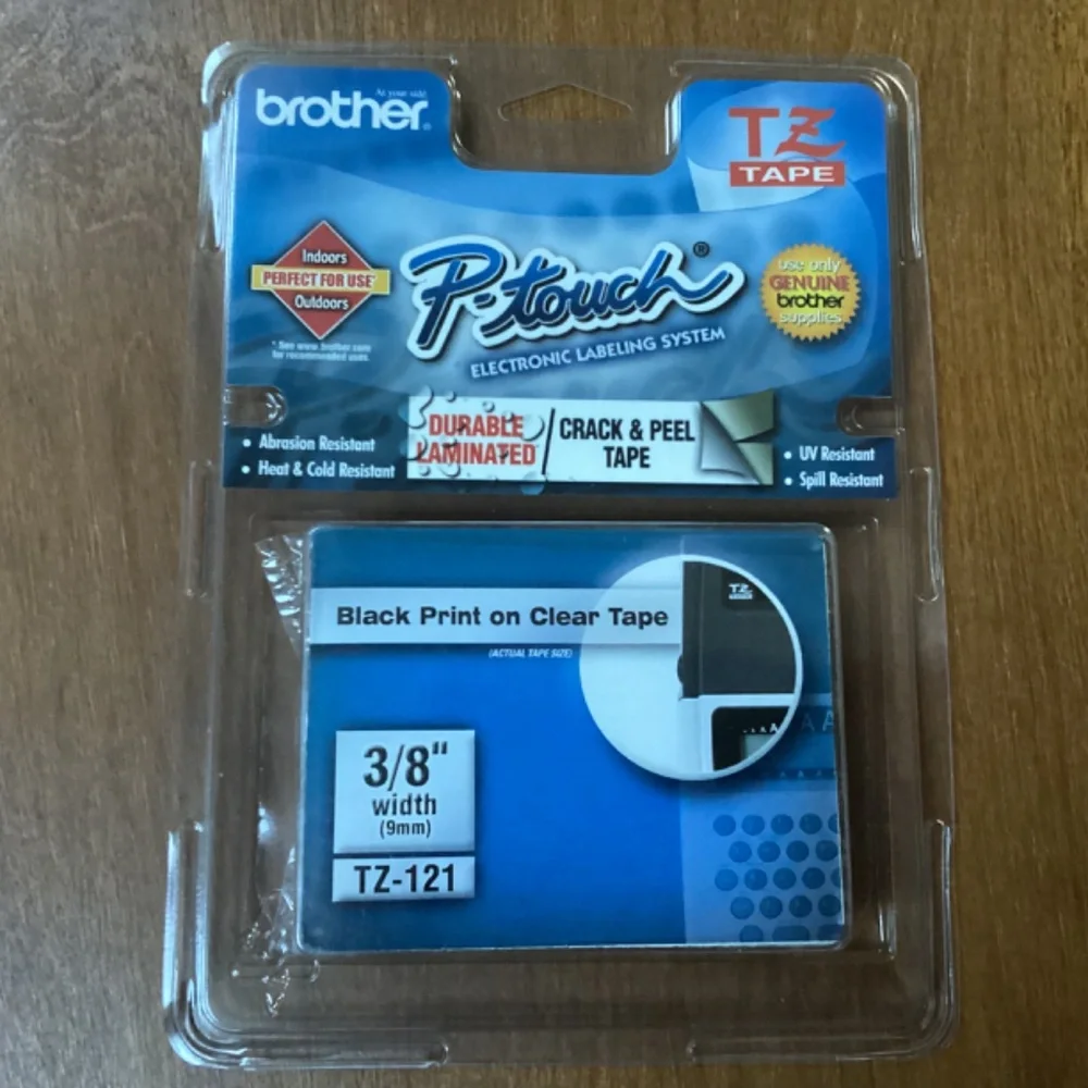 Brother TZ-121 P-touch Electronic Labeling System Tape 3/8” width (9mm)